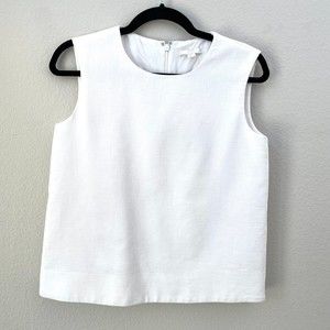 COS | Tops | Cos Womens Size 4 White Cotton Blend Textured Tank Top  Sleeveless Shirt | Poshmark